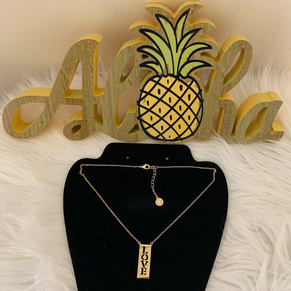 C. Wonder Rectangle LOVE Necklace w/ Crystal Edge